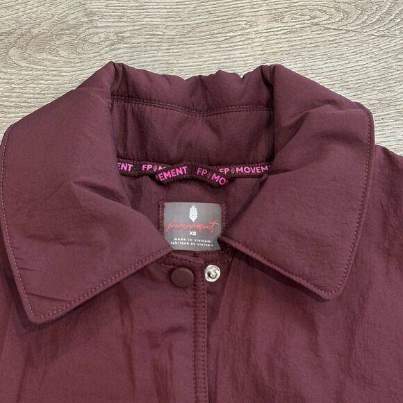 Free People Movement FP Off the Bleachers Coaches Wine Purple Jacket XS - Picture 5 of 15